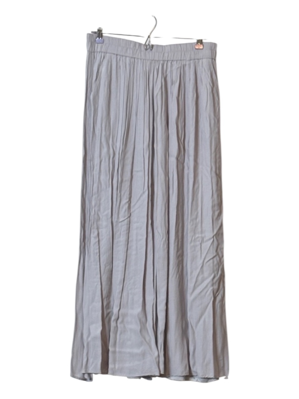 Joan Vass Long Maxi Pleated Flowy Skirt Silver / Gray XL